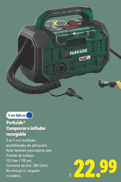 Parkside - Compresor E Inflador Recargable