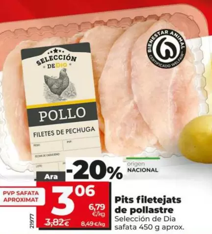 Seleccion De Dia - Pechugas Fileteadas De Pollo Bandeja 450 G Aprox.