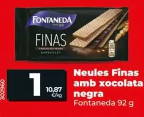 Fontaneda - Barquillos Finas Con Chocolate Negro 92 G