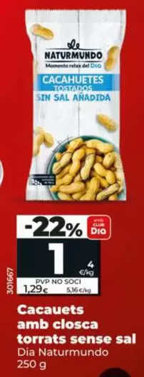 Dia Naturmundo - Cacahuetes Con Cáscara Tostados Sin Sal 250 G