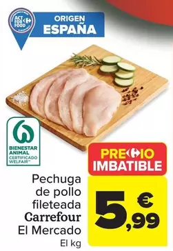 Carrefour El Mercado - Pechuga De Pollo Fileteada