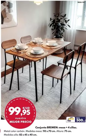 Conjunto Bremen: Mesa + 4 Sillas