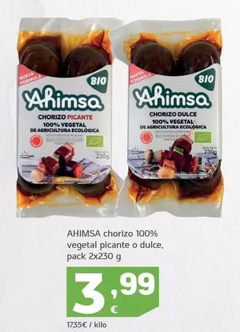 Ahimsa - Chorizo 100% Vegetal Picante O Dulce