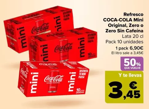 Coca-Cola - Refresco Mini Original, Zero O Zero Sin Cafeina