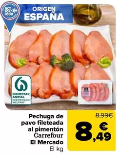 Carrefour El Mercado - Pechuga De Pavo Fileteada Al Pimenton