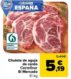 Carrefour El Mercado - Chuleta De Aguja De Cerdo 