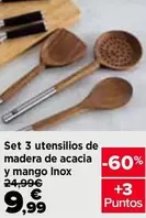 Set 3 Utensilios De Madera De Acacia Y Mango Inox