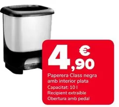 Paperera Class Negra Amb Interior Plata