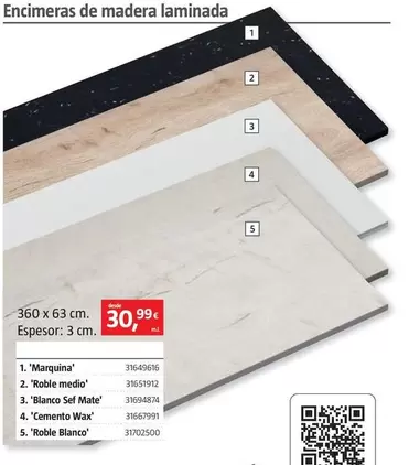 Encimera De Madera Laminada ''Marquina''