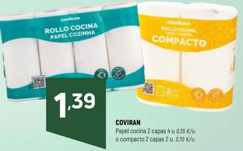 coviran - Papel Cocina 2 Capas 4u O compacto 2 Capas 2u
