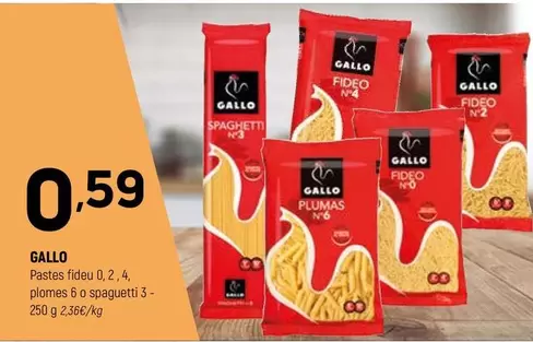 Gallo - Pastes Fideu 0,2,4, Plomes 6 O Spaguetti 3