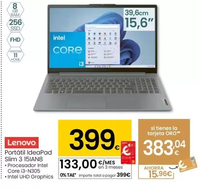 Lenovo - Portátil IdeaPad Slim 3 15IAN8