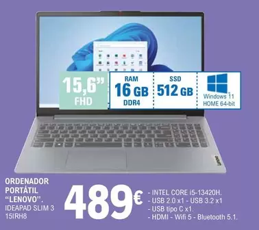 Lenovo - Ordenador Portátil Ideapad Slim 3 15IRH8