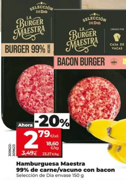 Seleccion De Dia - Hamburguesa Maestra 99% De Carne/Vacuno Con Bacon