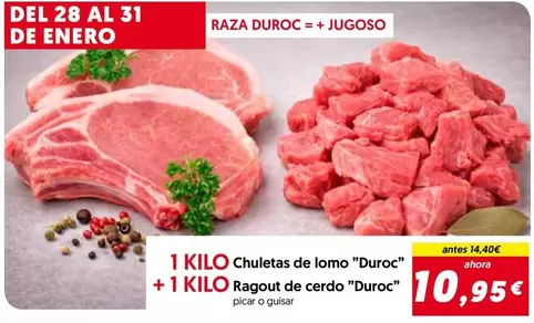 duroc - 1 Kilo Chuletas De Lomo "" + 1 Kilo Ragout De Cerdo ""