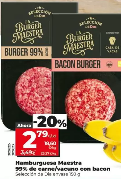 Seleccion De Dia - Hamburguesa Maestra 99% De Carne/Vacuno Con Bacon 