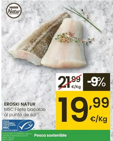 Eroski Natur - Filete Bacalao Al Punto De Sal