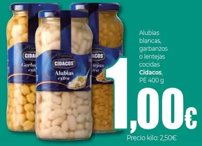 Cidacos - Alubias Blancas, Garbanzos O Lentejas Cocidas