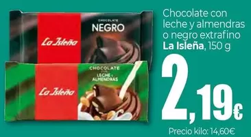 La Isleña - Chocolate Con Leche Y Almendras O Negro Extrafino