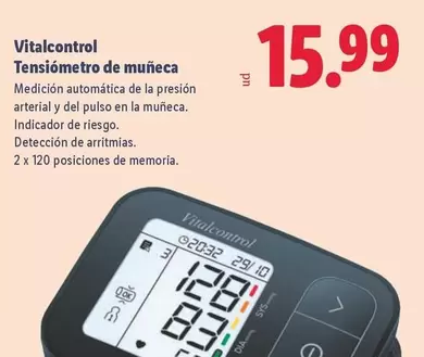 Vitalcontrol - Tensiómetro De Muñeca