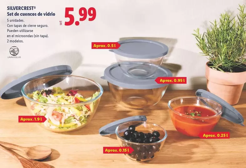 SilverCrest - Set De Cuencos De Vidrio 