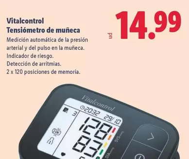 Vitalcontrol - Tensiómetro De Muñeca