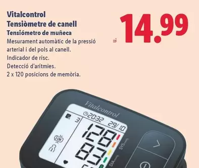 Vitalcontrol - Tensiómetro De Muñeca 