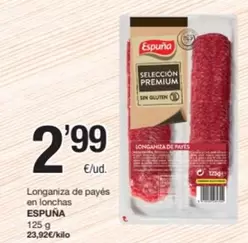 Espuña - Longaniza De Payes En Lonchas