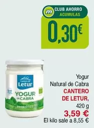Cantero Letur - Yogur Natural De Cabra