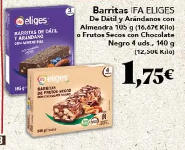Ifa Eliges - Barritas De Arandanos Con Almendra O Frutos Secos Con Chocolate Negro