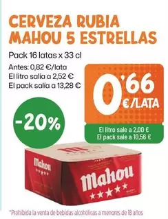 Mahou - Cerveza Rubia 5 Estrellas