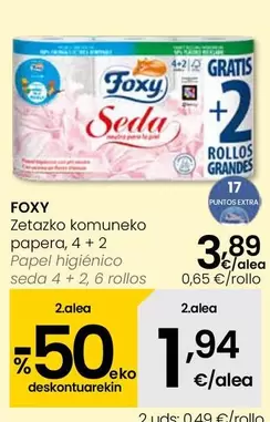 Foxy - Papel Higiénico Seda 4+2