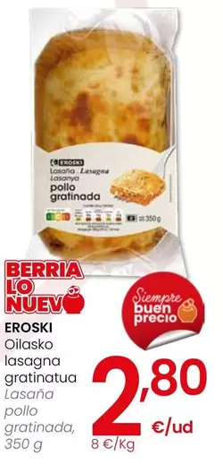 Eroski - Lasaña Pollo Gratinada