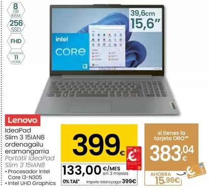 Lenovo - Portátil IdeaPad Slim 3 15IAN8