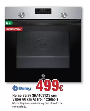 Balay - Horno 3HA4031X3 con Vapor 60 cm Acero Inoxidable