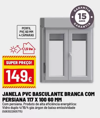 PVC - Javela Pvc Basculante Branca Com Persiana 117 X 100 60 Mm