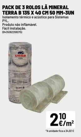 MSI - Pack De 3 Rolos Lá Mineral Terra B 135 X 40 Cm 50 Mm-3un