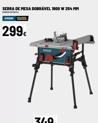 1800 - Serra De Mesa Dobrável  W 254 Mm