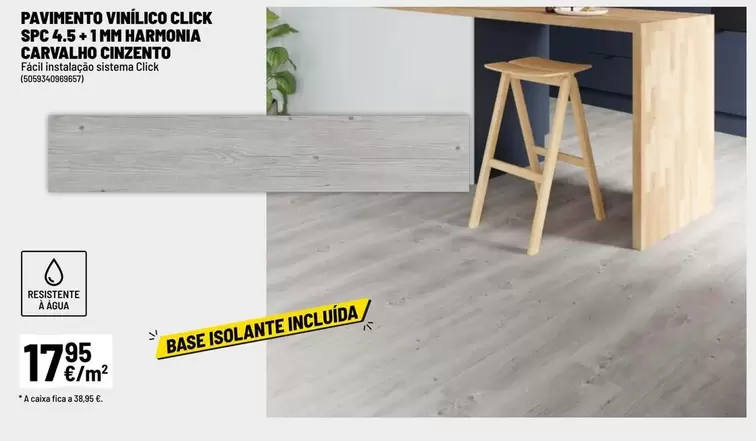 SPC - Pavimento Vinilico Click Spc 4,5 + 1 Hairmonia Carvalho Cinemento