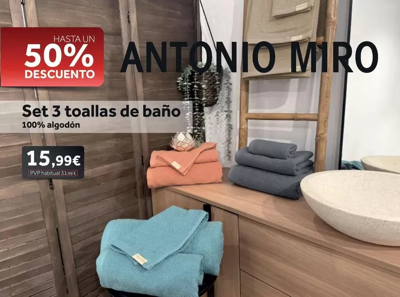 Antonio Miro - Set 3 Toallas De Bano