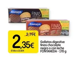 Fontaneda - Galletas Digestive Finas Chocolate Negro O Con Leche