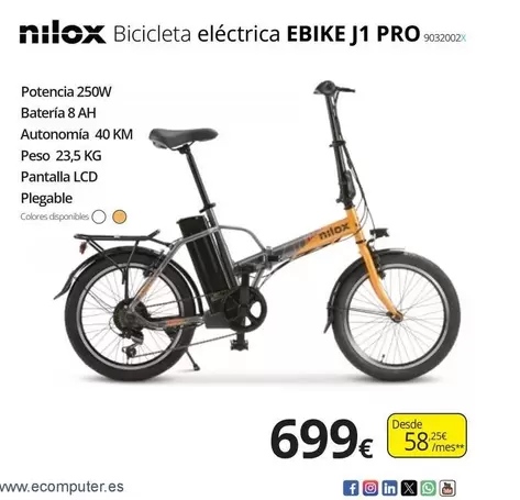 Nilox - Bicicleta Electrica EbikeJ1 Pro