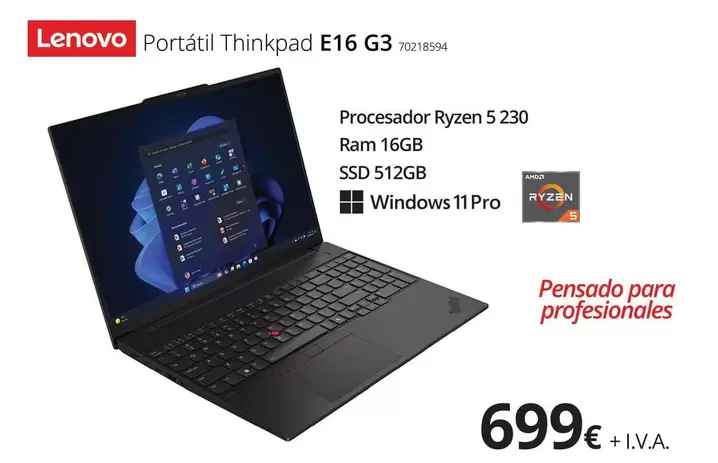 Lenovo - Portatil Thinkpad E16 G3