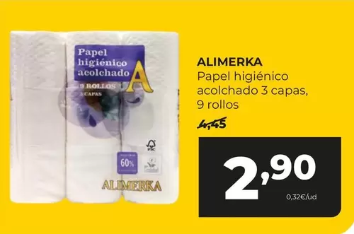 Alimerka - Papel Higiénico Acolchado 3 Capas