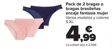 Pack De 2 Bragas O Bragas Brasilenas Encaje Fantasia Mujer