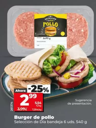 Seleccion De Dia - Burger De Pollo 