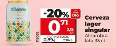 Alhambra - Cerveza Lager Singular 