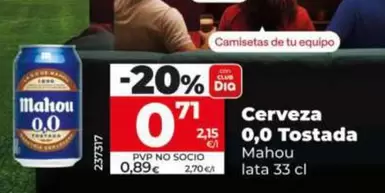 Mahou - Cerveza 0,0 Tostada 