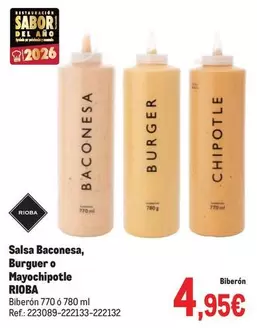 Rioba - Salsa Baconesa, Burguer O Mayochipotle