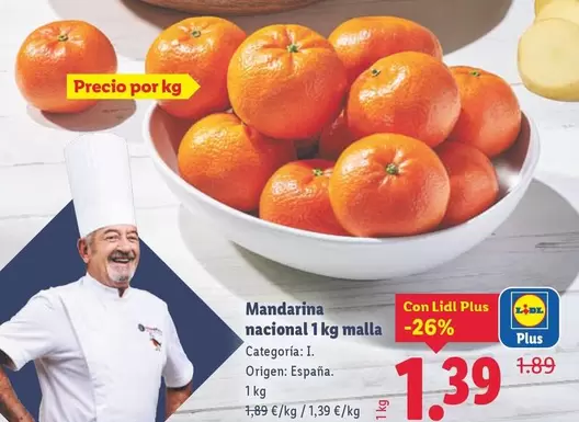 Mandarina Nacional 1 Kg Malla 